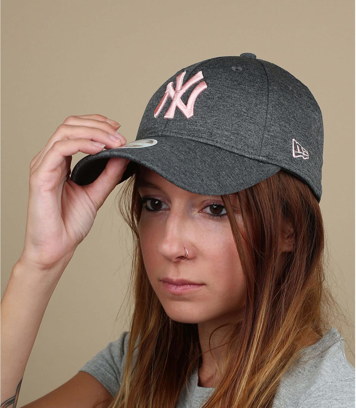 grijze hoed vrouw roze NY Cap NY Woman Tech Jersey gray pink